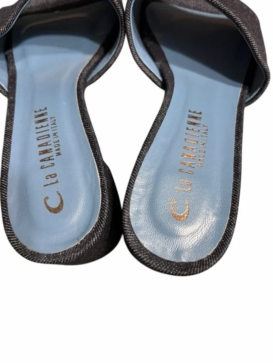 Clacanadienne Dark Blue Denim Slide Mules - Picture 3 of 11